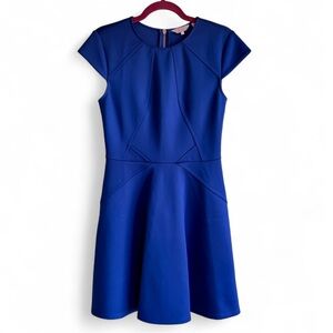 Ted Baker London Arwyn Blue Cap Sleeve Skater Dress Size 2